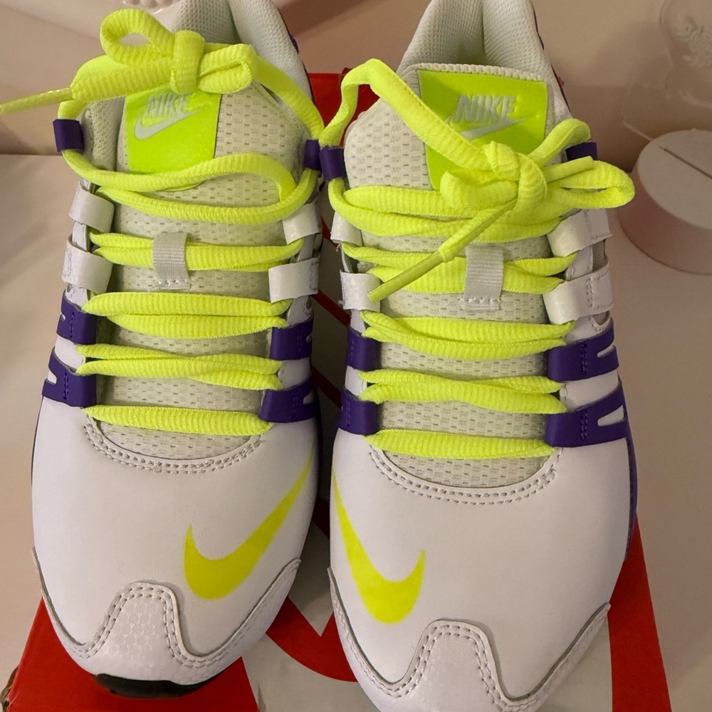 Nike women’s  Sneakers - White, Purple, Neon Yellow - Picture 2 of 7